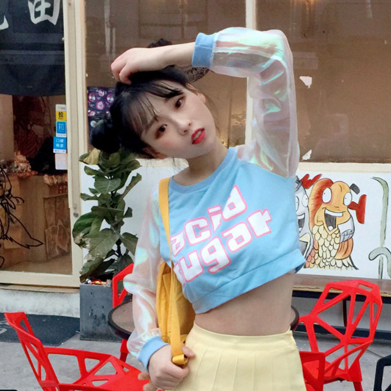 Acid Sugar Crop Top Blue Side