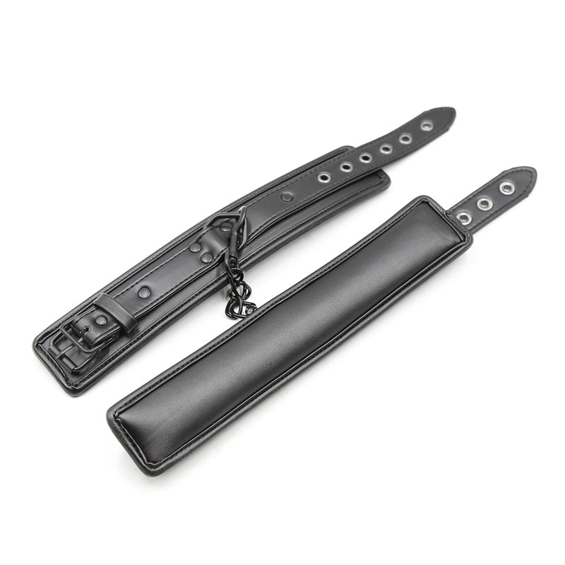 Black Leather Handcuffs Close Up