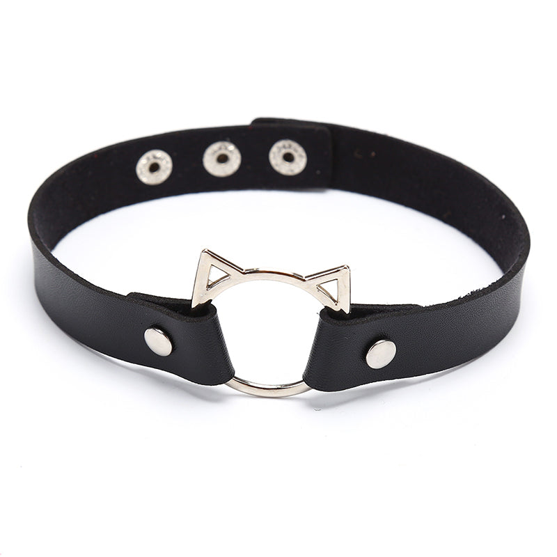 Leather Cat Choker Black