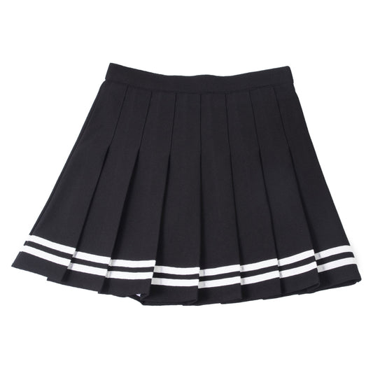 Tennis Skirt Black White Stripes