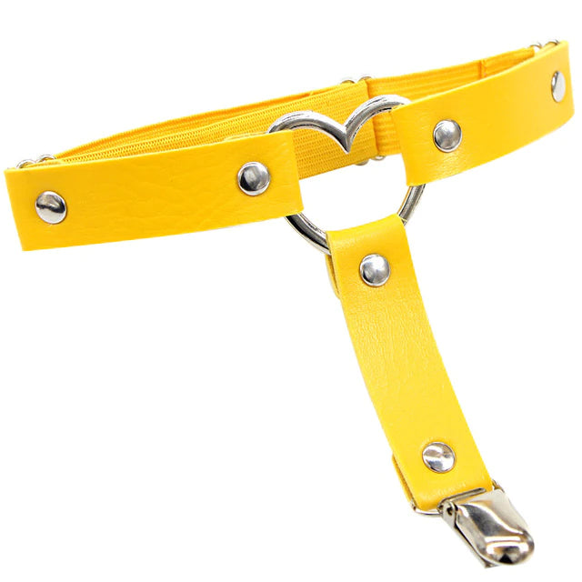 Yellow Leather Heart Garterbelt