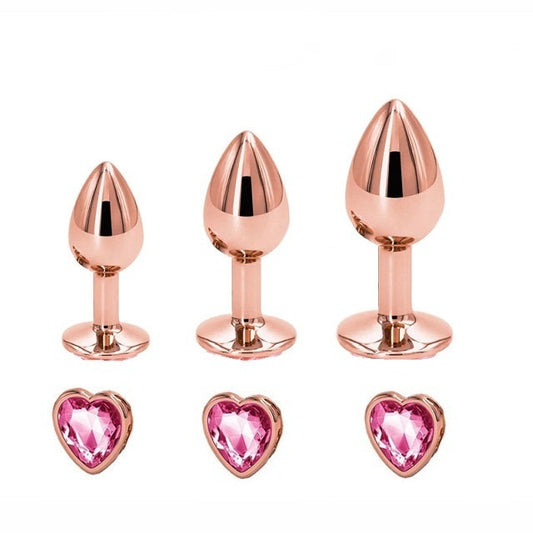 Pink Heart Gold Plug Set