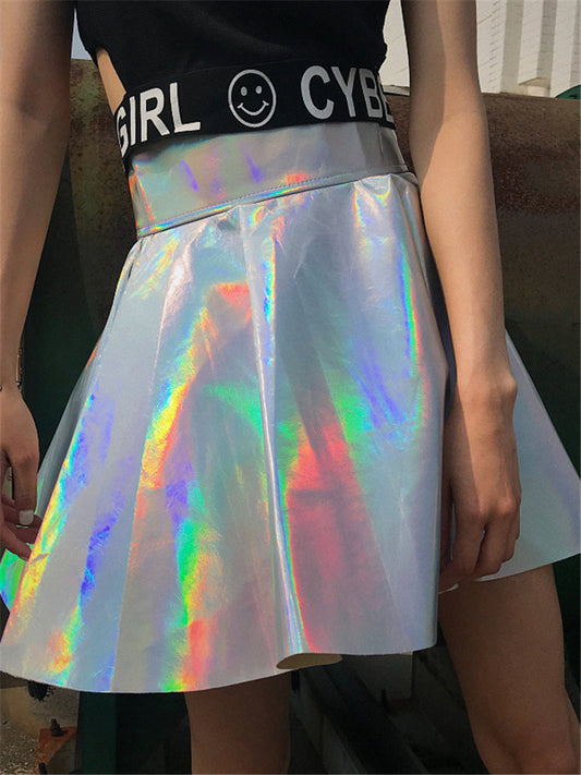 Holographic Chrome Skirt Pose