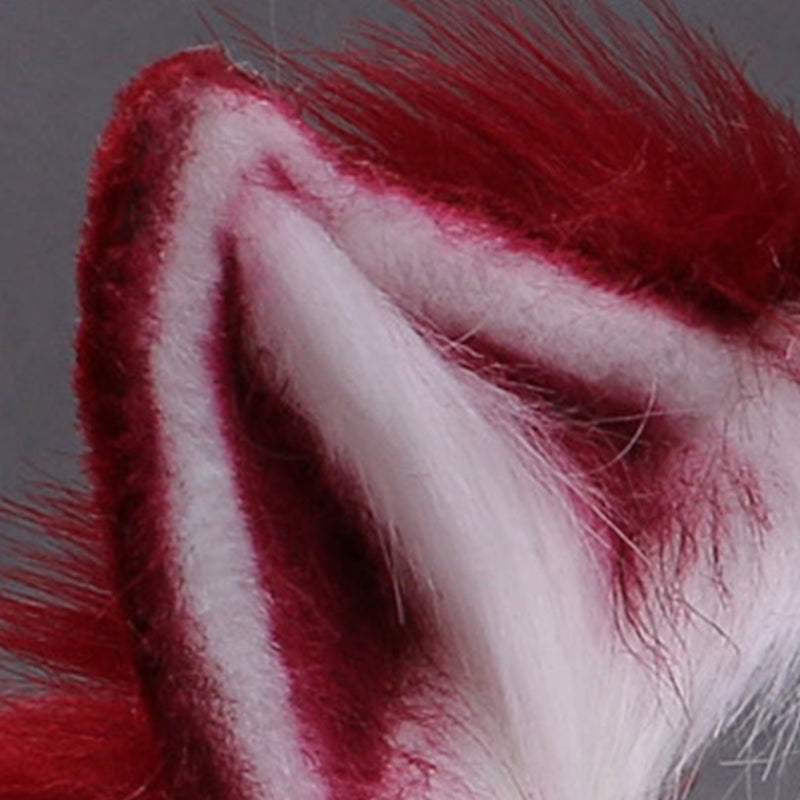 Red Furry Cat Ear Close Up