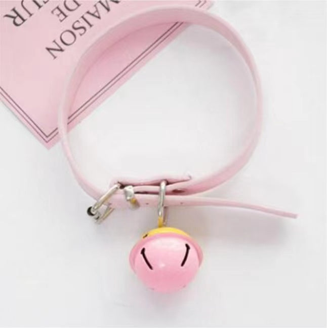 Pink Bell Leather Choker