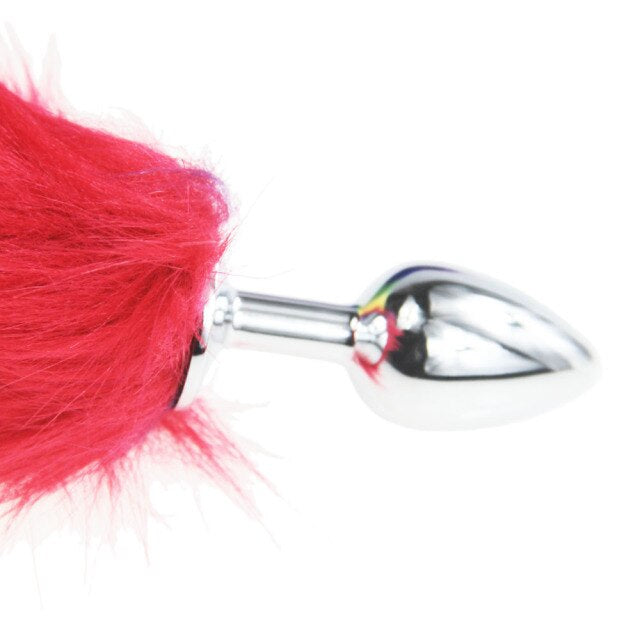 Rainbow Cat Tail Metal Butt Plug Close Up