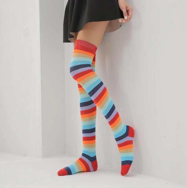 Blue Rainbow Thigh Highs