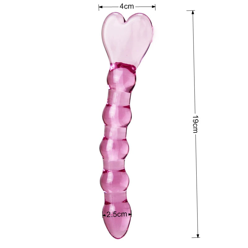 Pink Heart Beaded Glass Dildo Measurements