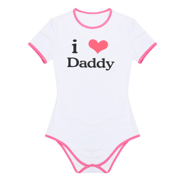 I Love Daddy Onesie Pink Trim