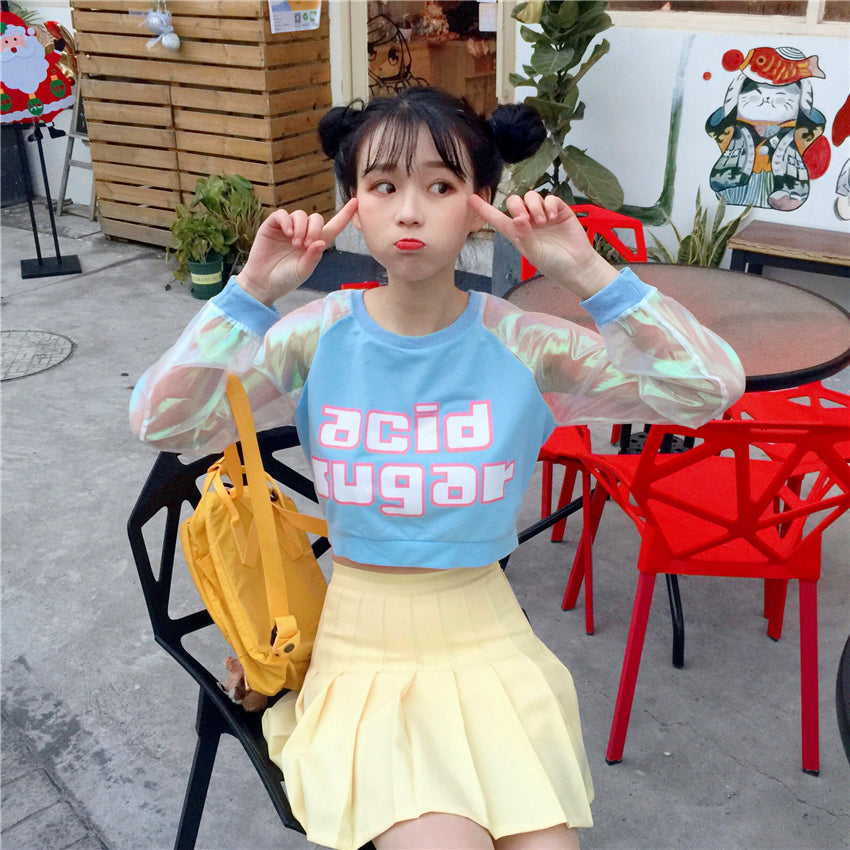 Acid Sugar Crop Top Blue 