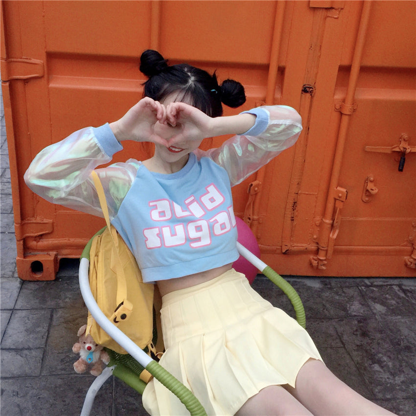 Acid Sugar Crop Top Blue Front