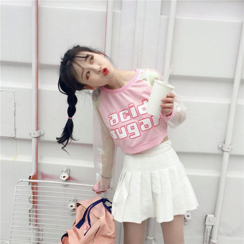 Acid Sugar Crop Top Pink Side