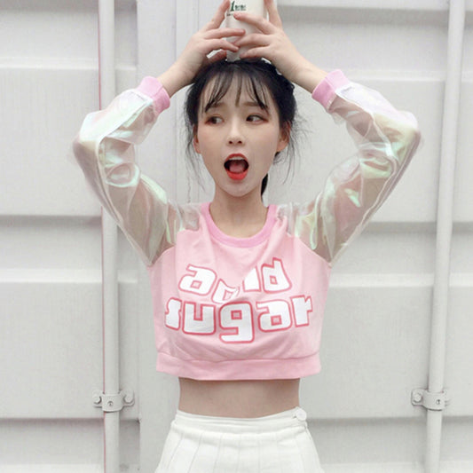 Acid Sugar Crop Top Pink Front