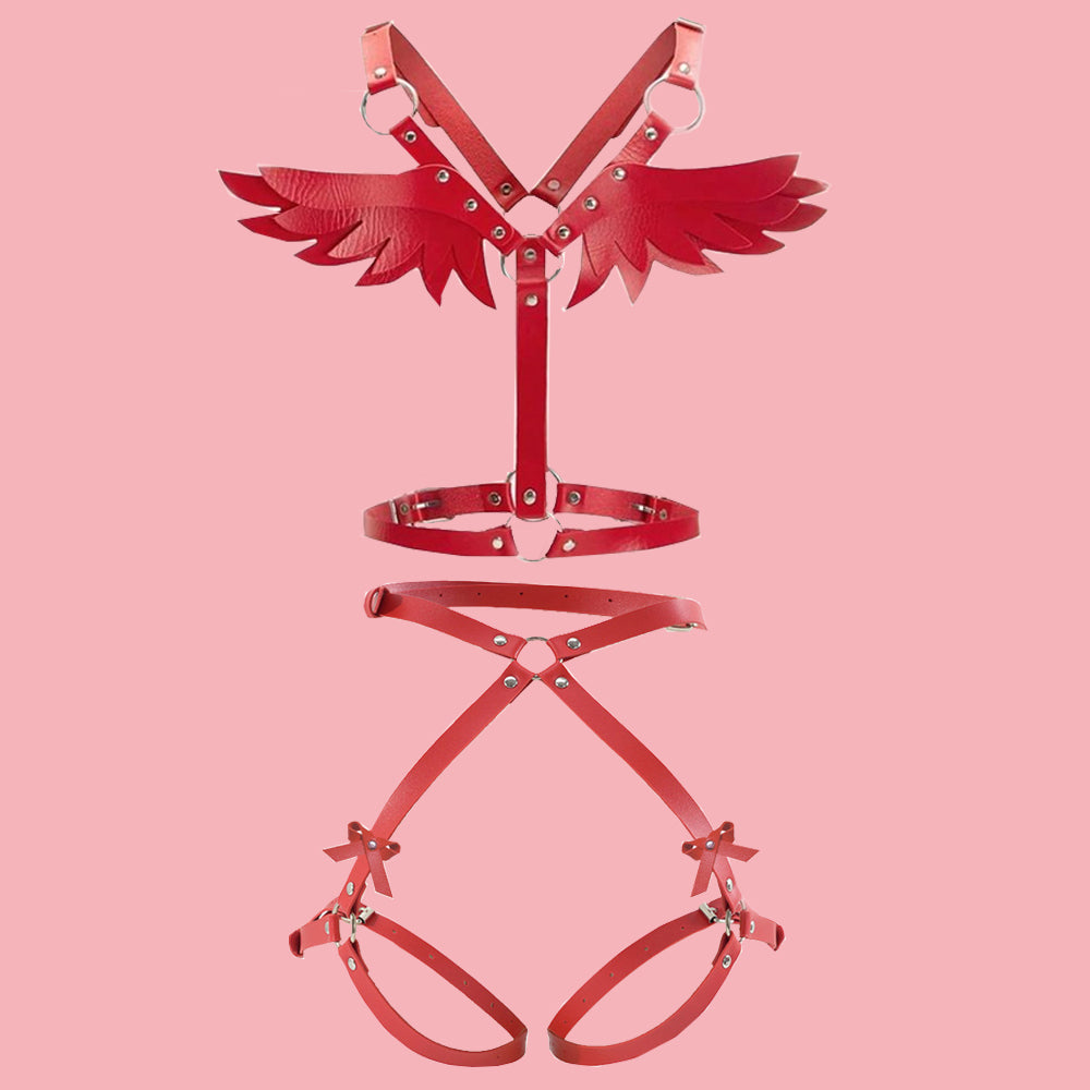 Angel Body Harness Top And Bottom Red