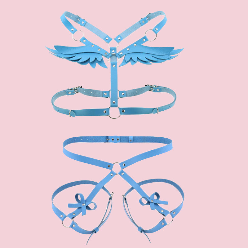 Angel Body Harness Top And Bottom Blue