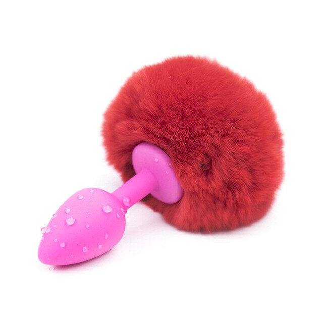 Bunny Tail Silicone Plug Red