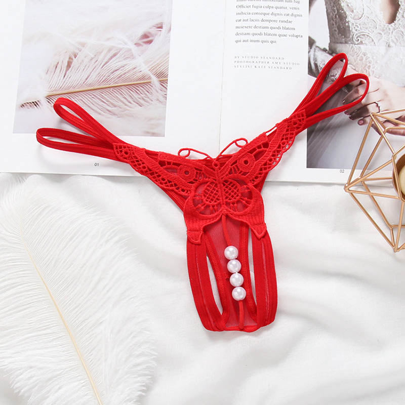 Butterfly Pearled Panties Red