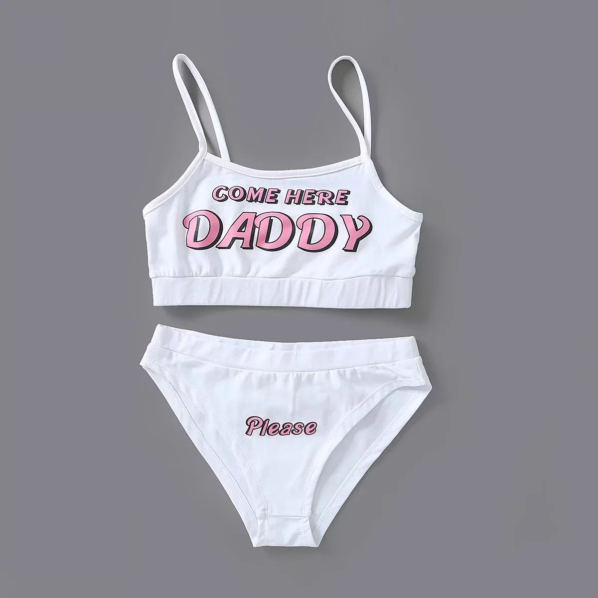Come here Daddy Top and Panties Set White