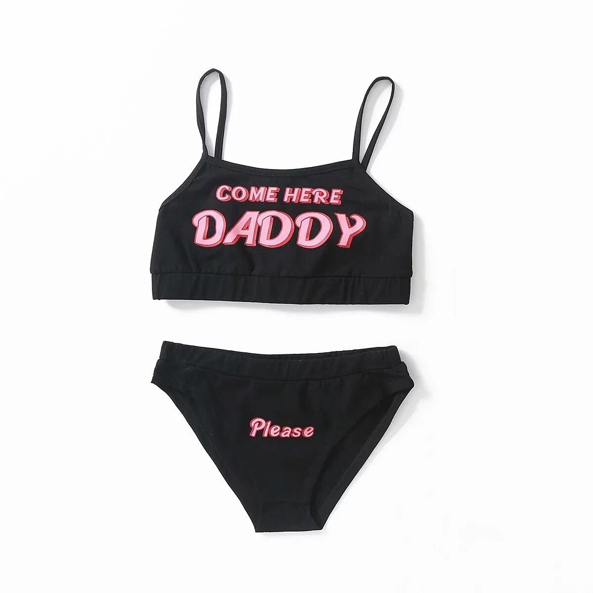 Come here Daddy Top and Panties Set Black