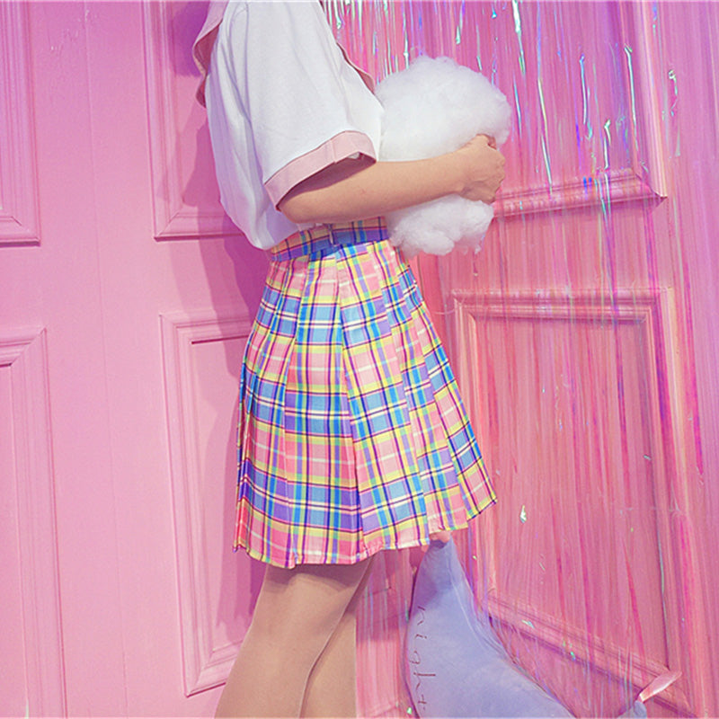 Cotton Candy Plaid Skirt Profile