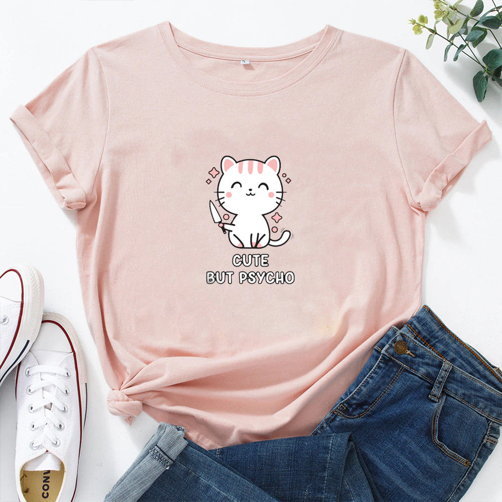 Cute but Psycho T-shirt Pink