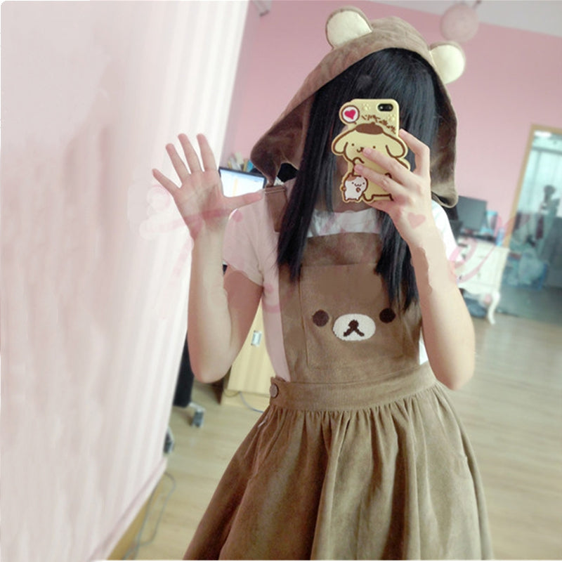  Bear Dress  With Hoodie Waving