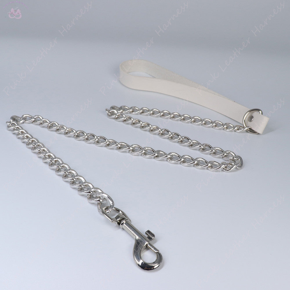 Leather Chained Leash White