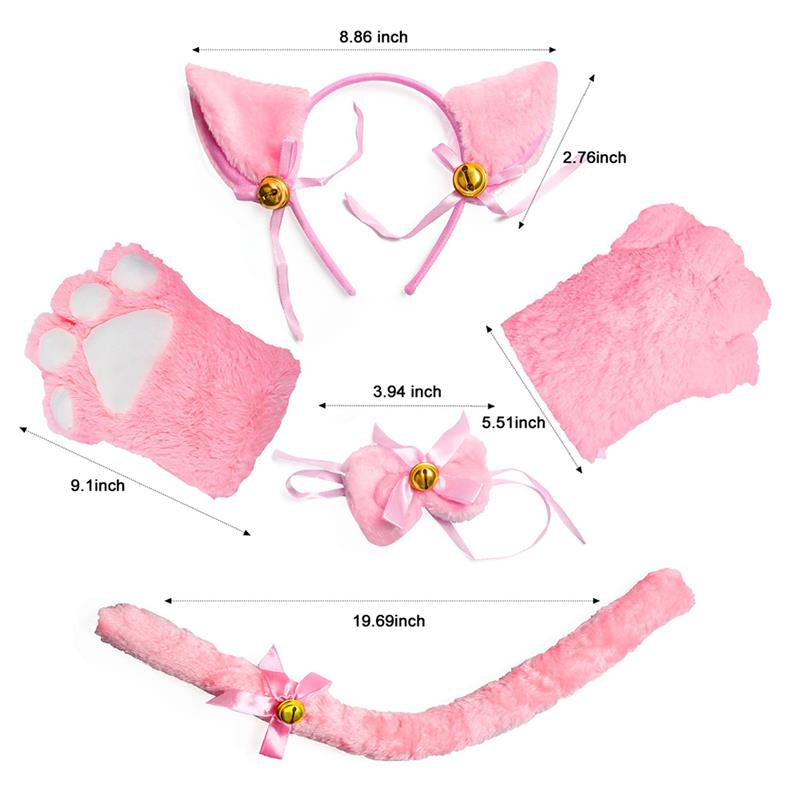 Catgirl Ears And Mittens And Tail Set Measurements