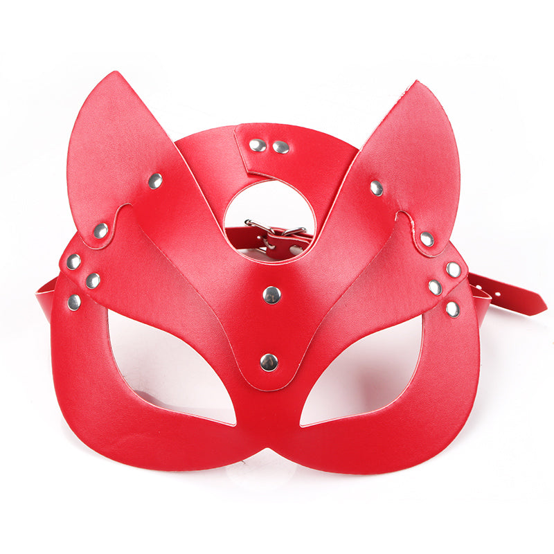 Leather Cat Mask Red