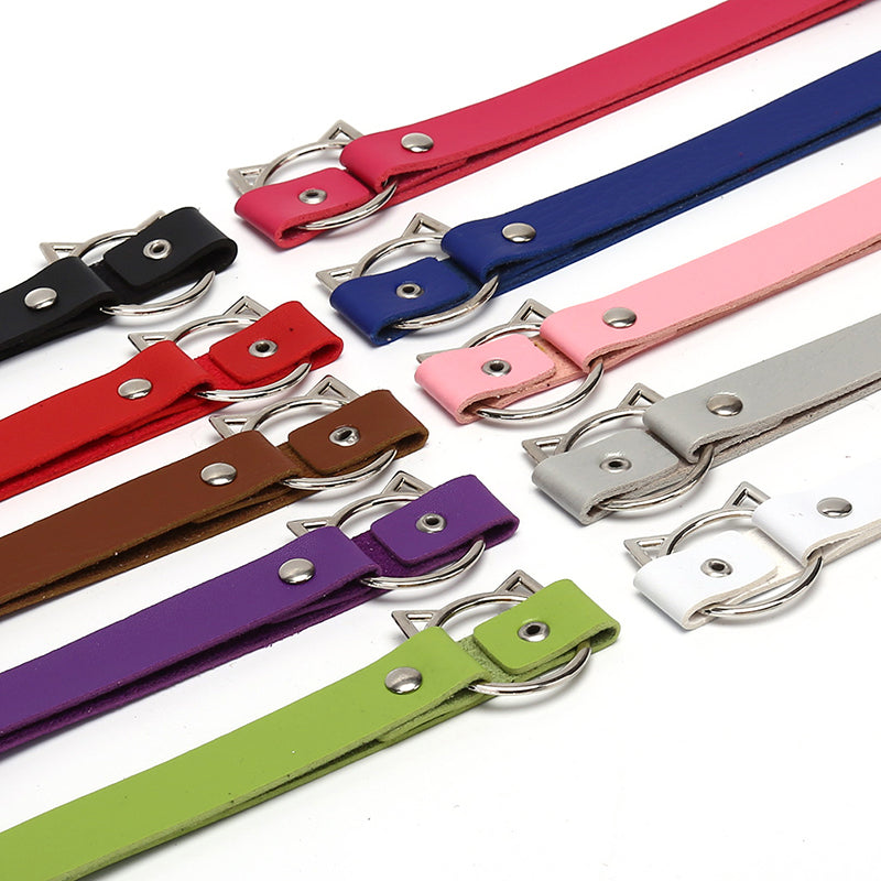 Leather Cat Choker Close Up