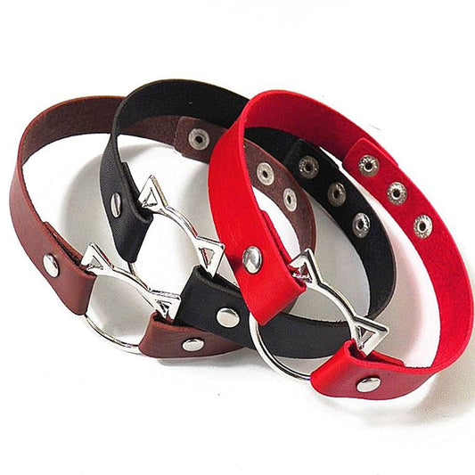 Leather Cat Choker Set