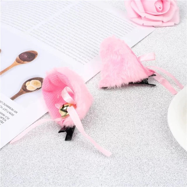 Clip Cat Ears With Bells Pink