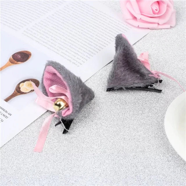 Clip Cat Ears With Bells Gray