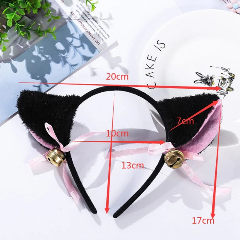 Cat Ears with Bells on Headband Measurements