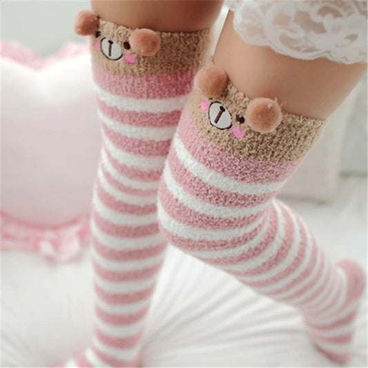 Bear Pink Striped Stockings