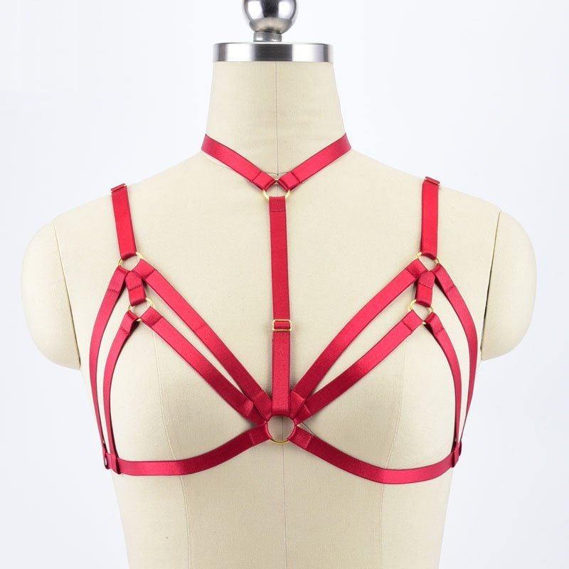 Ringed Pattern Harness Dark Red