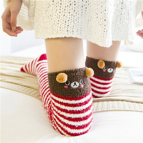 Bear Red Striped Stockings Close Up