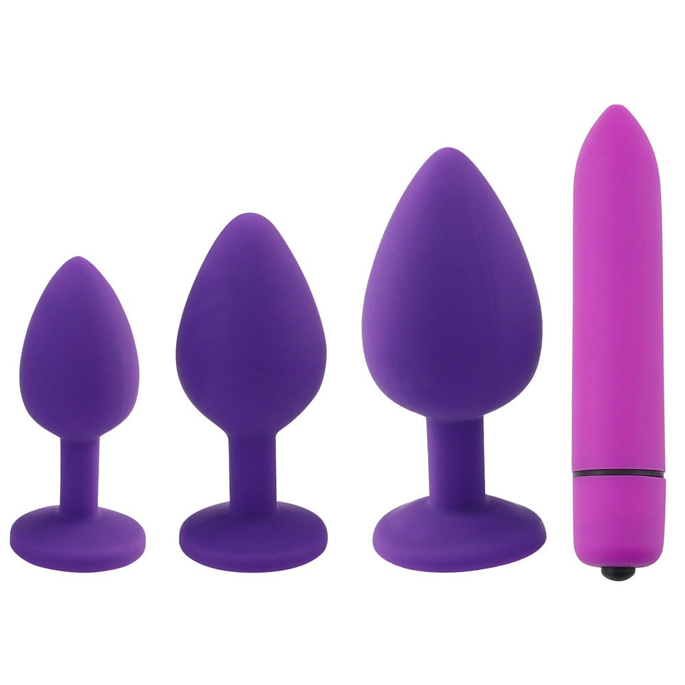 Silicone Plug Set And Vibrator Purple Profile