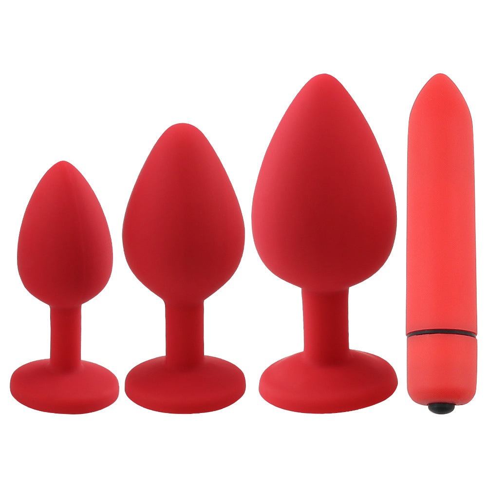Silicone Plug Set And Vibrator Red Profile