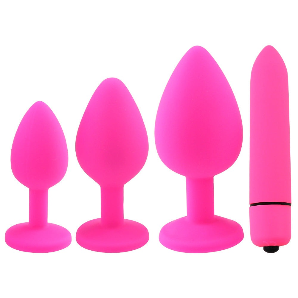 Silicone Plug Set And Vibrator Pink Profile