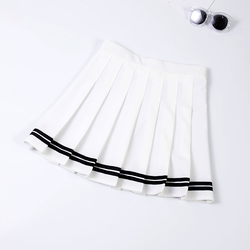 Tennis Skirt White Black Stripes
