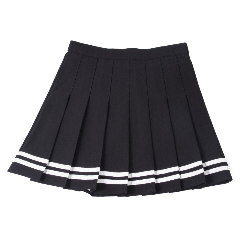 Tennis Skirt Black White Stripes