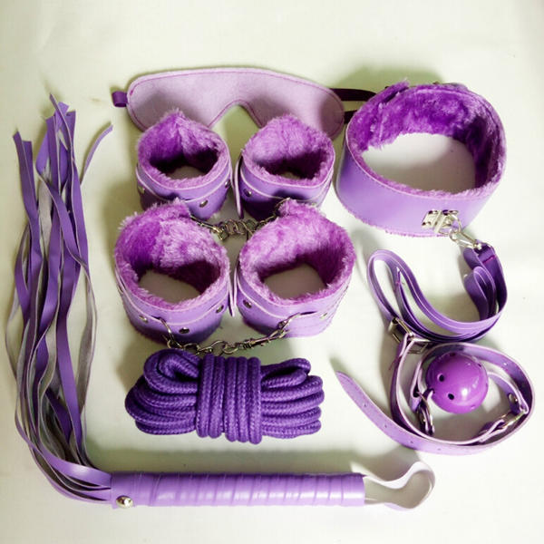 BDSM Restraint Set Seven Pieces Purple