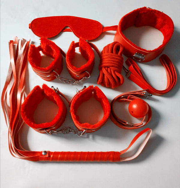 BDSM Restraint Set Seven Pieces Red