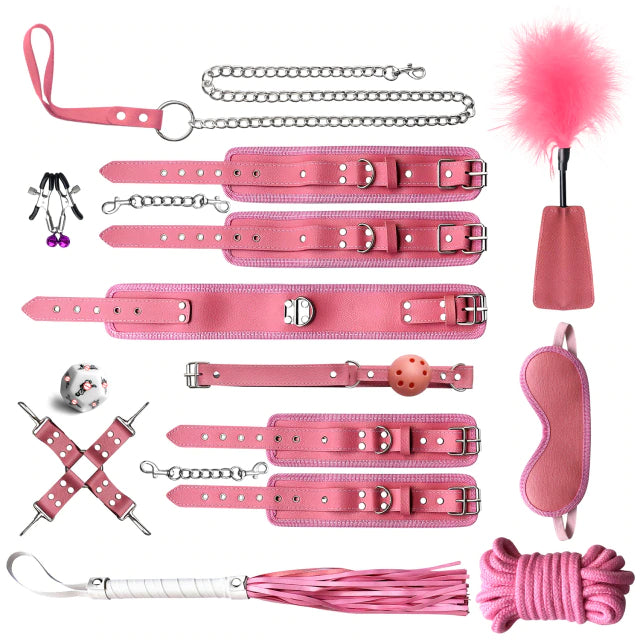BDSM Restraint Set 10 Pieces Pink Profile