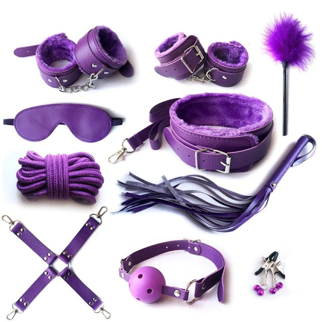 BDSM Restraint Set 10 Pieces Purple