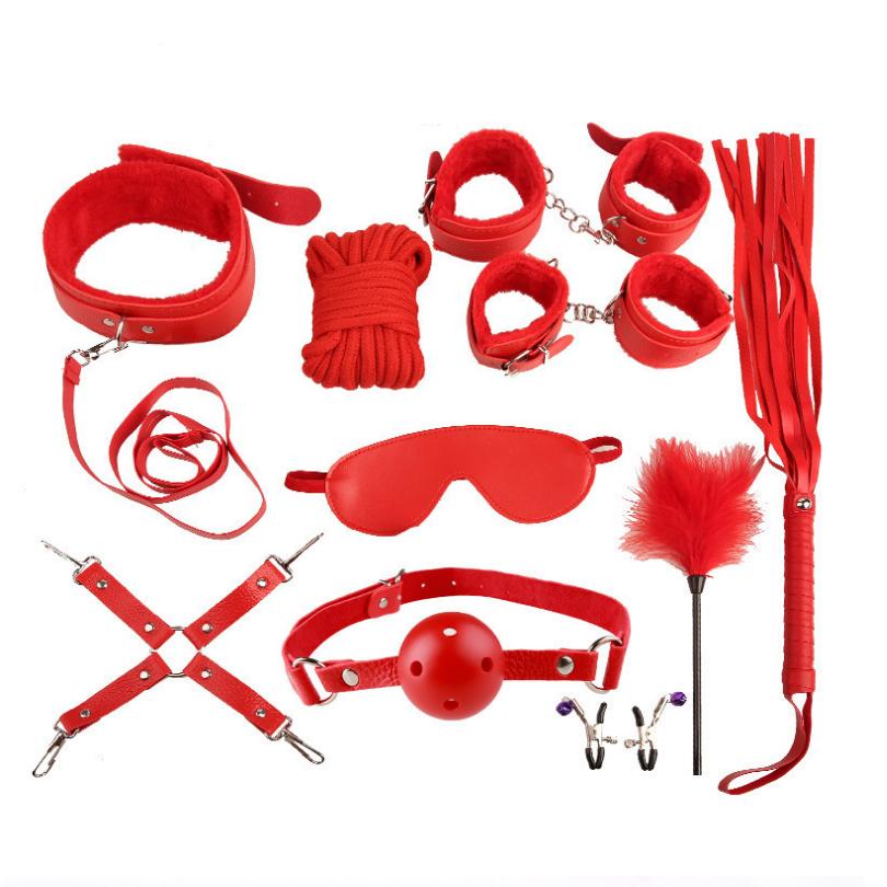 BDSM Restraint Set 10 Pieces Red