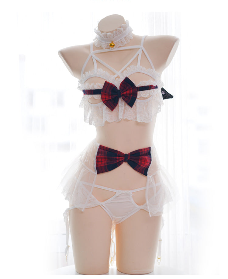 Ruffled White Devil Lingerie 