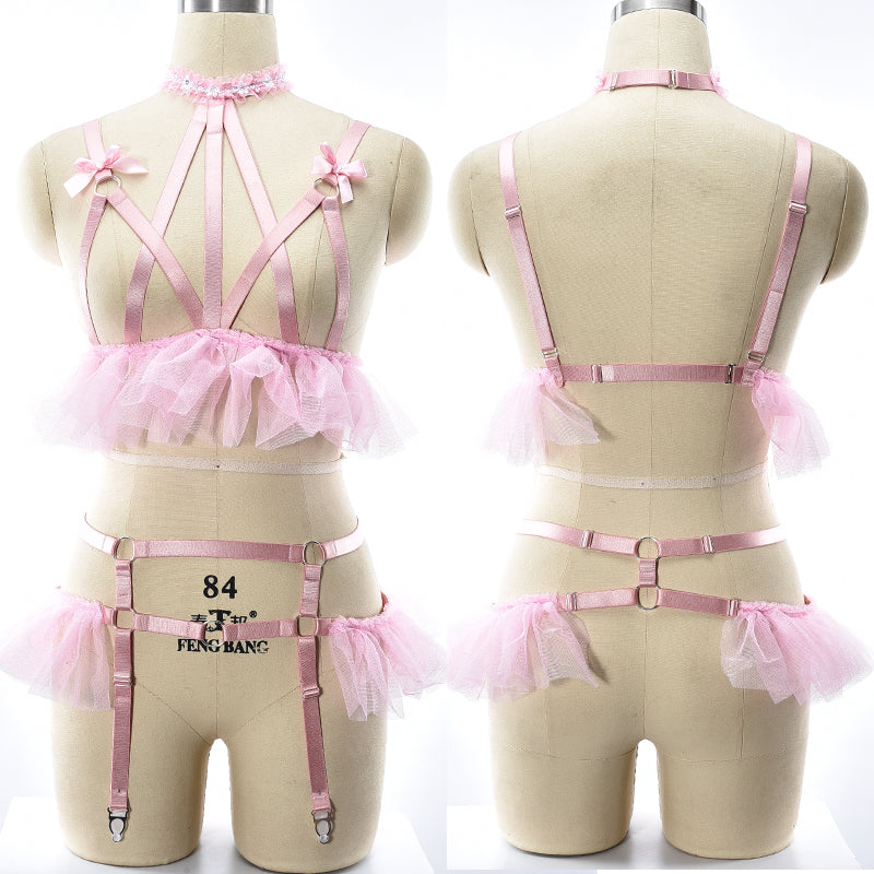 Ruffle Bowtie Harness Front and Back Side