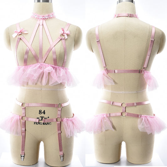 Ruffle Bowtie Harness Front and Back Side